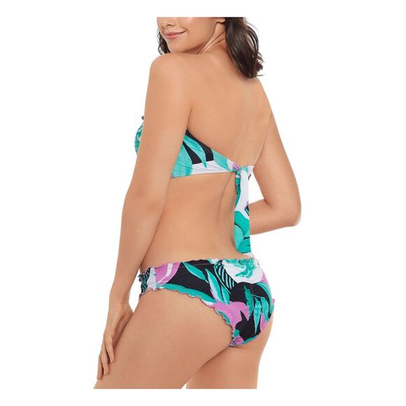 SALT + COVE Women's White Cheeky Fit Bikini Ruffled Hipster Swimsuit Bottom L - Picture 3 of 4